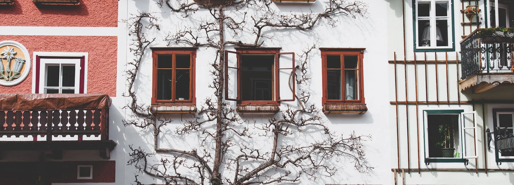 Traditionelle Wohnhäuser mit freundlichen Fassaden in Österreich